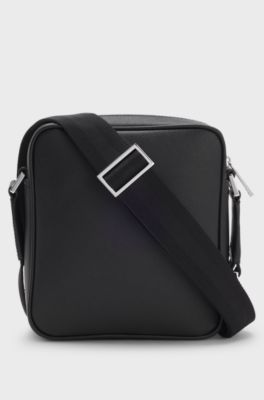 Reporter bag with silver-tone logo lettering, Black