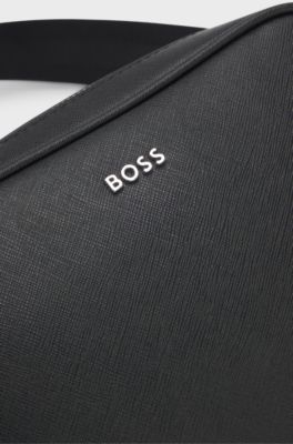 Reporter bag with silver-tone logo lettering, Black