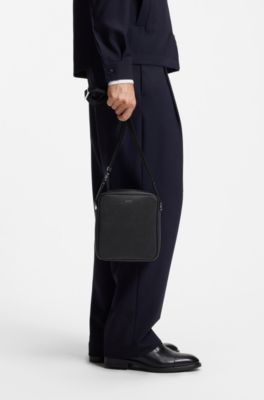 Reporter bag with silver-tone logo lettering, Black