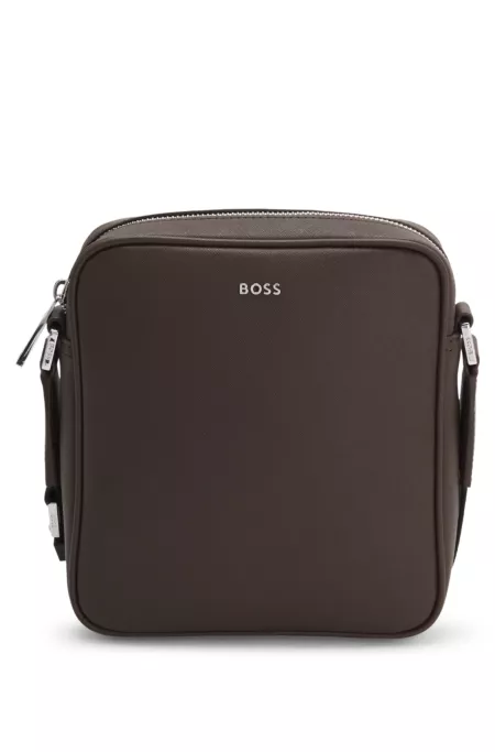 Reporter bag with silver-tone logo lettering