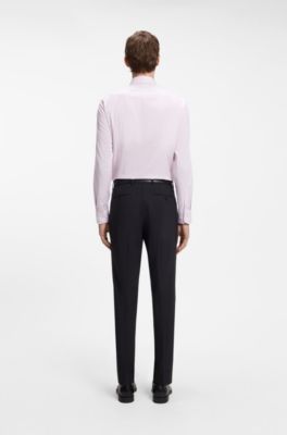 Slim-fit Vichy check shirt in stretch cotton, Pink Patterned