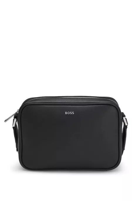 Crossbody bag with silver-tone logo lettering
