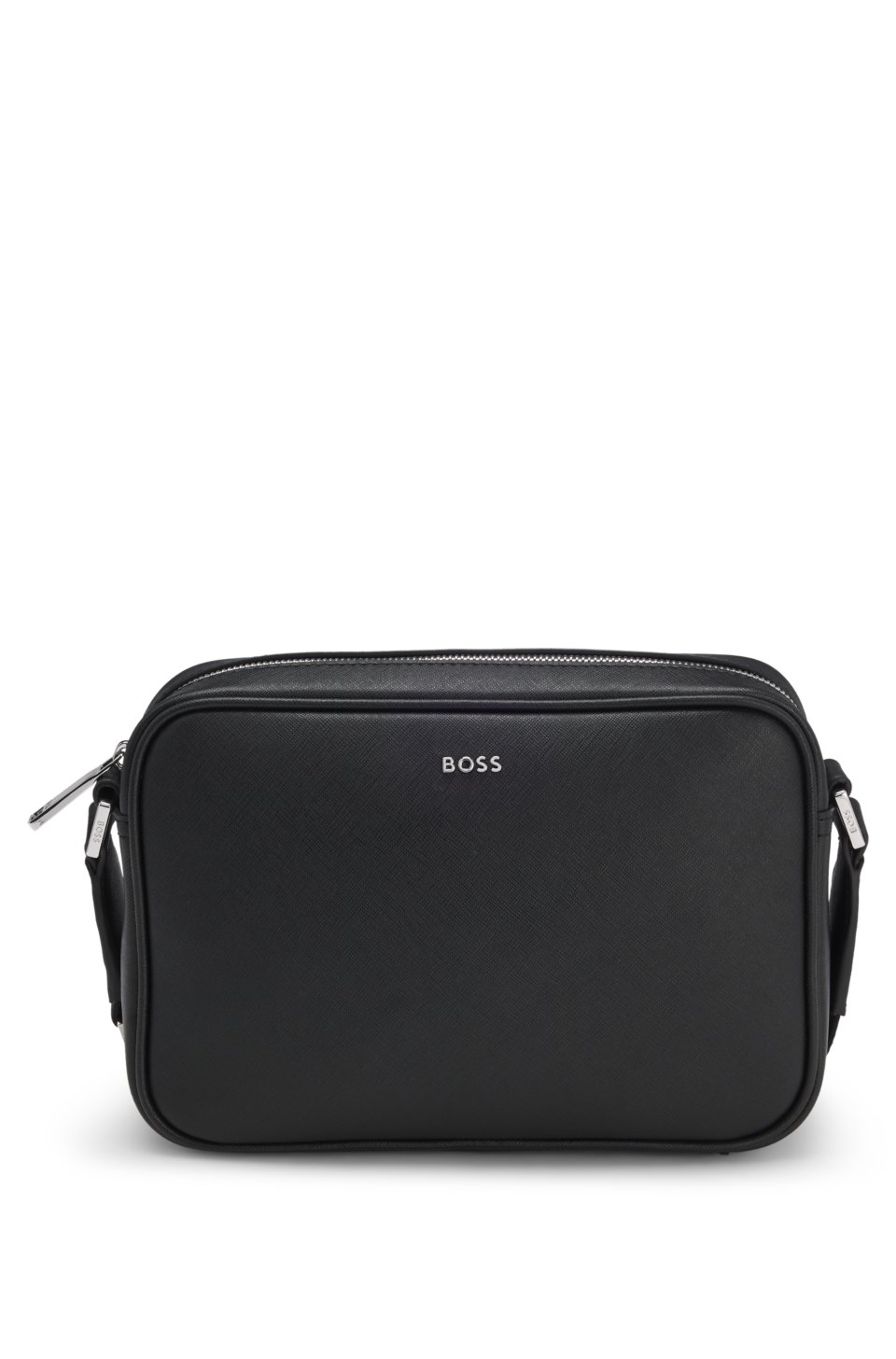 Crossbody bag with silver-tone logo lettering