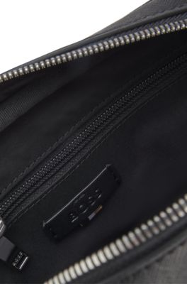 Crossbody bag with silver-tone logo lettering, Black