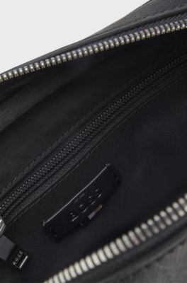 Crossbody bag with silver-tone logo lettering, Black