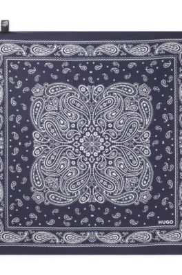 Paisley-print bandana blended with silk, Blue Patterned