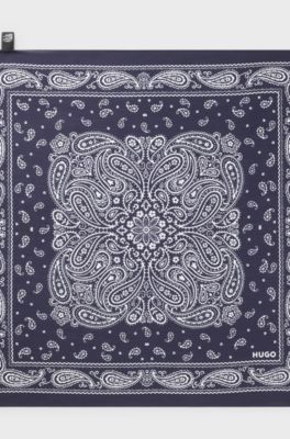 Paisley-print bandana blended with silk, Blue Patterned