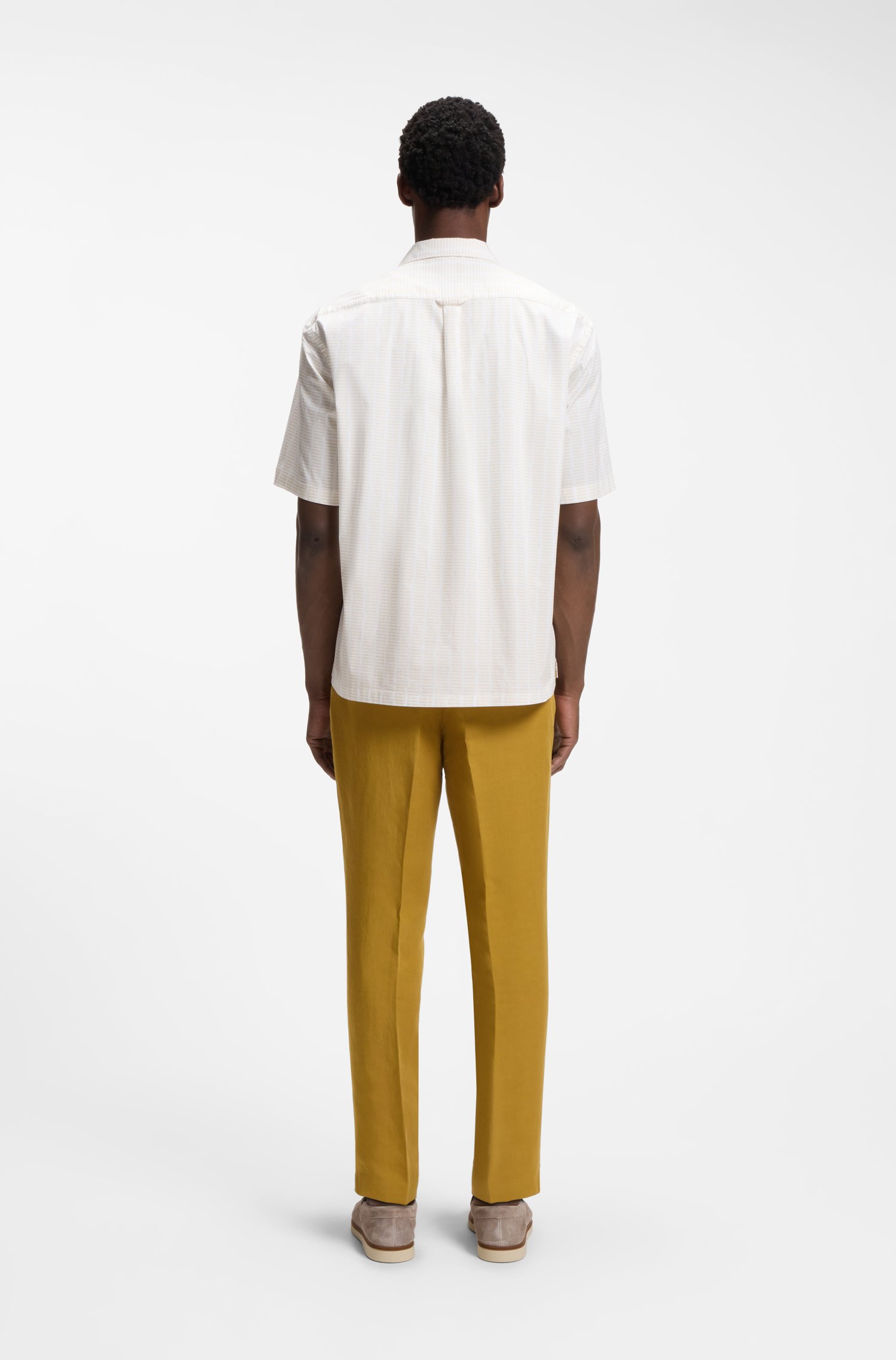 Boss Relaxed-fit camp-collar shirt in stretch cotton poplin skjortor & blusar herr – bild 3