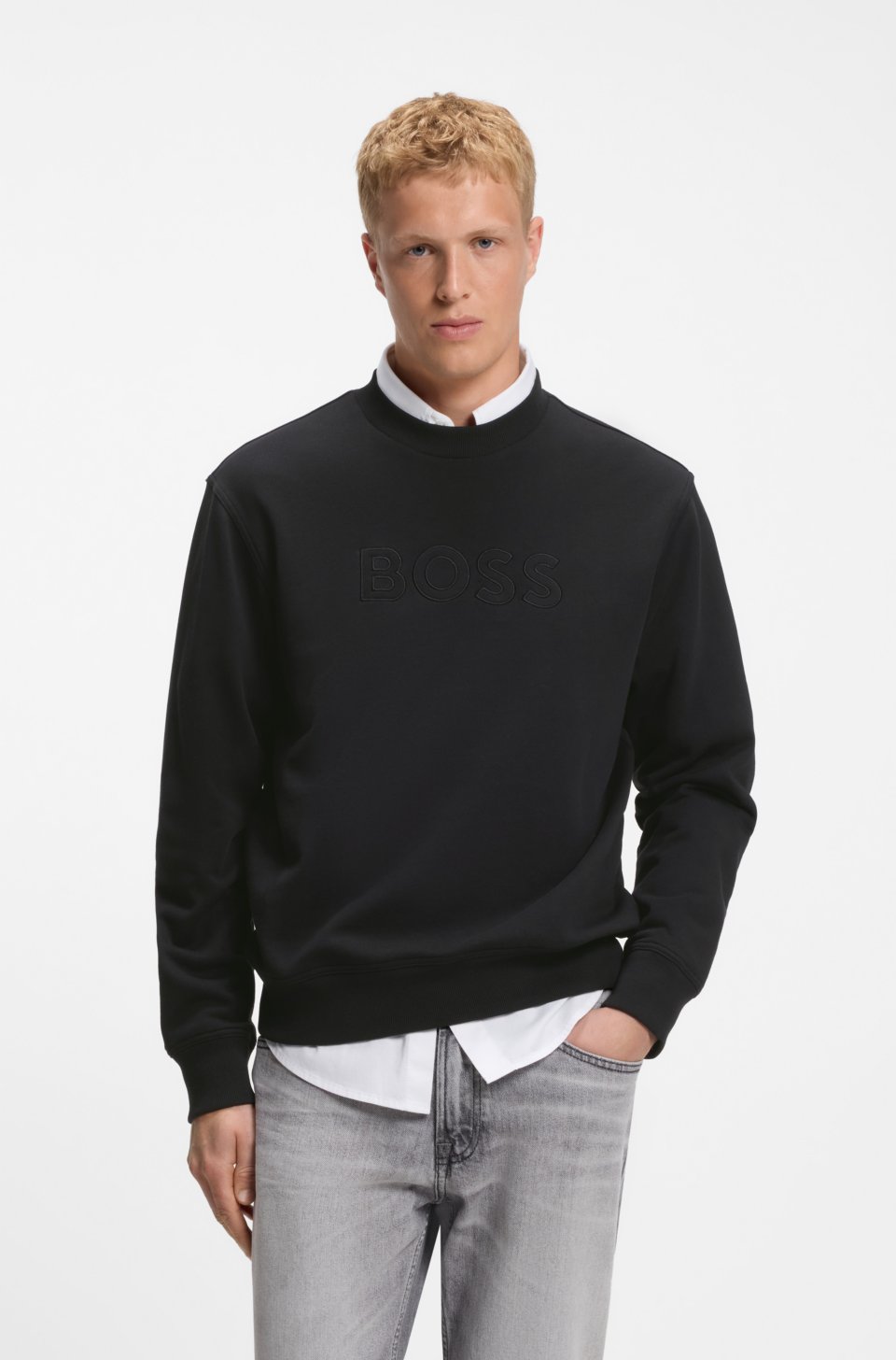 Relaxed-fit sweatshirt in cotton terry with embroidered logo
