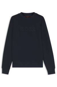 Relaxed-fit sweatshirt in cotton terry with embroidered logo, Dark Blue