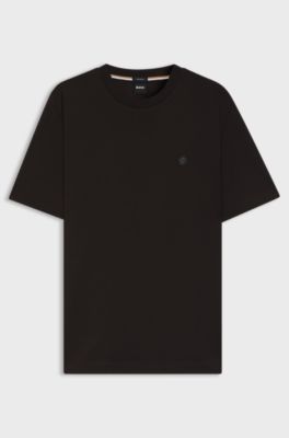 Mercerised-cotton T-shirt with Double B monogram, Dark Brown