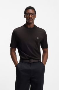 T-Shirt aus merzerisierter Baumwolle mit Double-B-Monogramm, Dunkelbraun