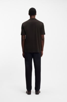 Mercerised-cotton T-shirt with Double B monogram, Dark Brown