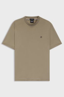 Mercerised-cotton T-shirt with Double B monogram, Light Brown
