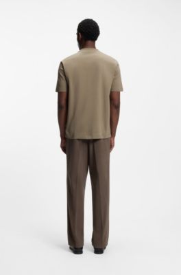 Mercerised-cotton T-shirt with Double B monogram, Light Brown