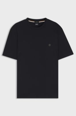 Mercerised-cotton T-shirt with Double B monogram, Dark Blue