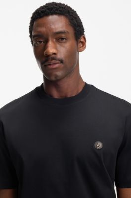 Mercerised-cotton T-shirt with Double B monogram, Dark Blue