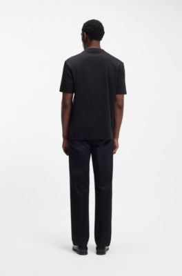 Mercerised-cotton T-shirt with Double B monogram, Dark Blue