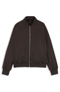 Reversible relaxed-fit bomber in satin and faux fur
