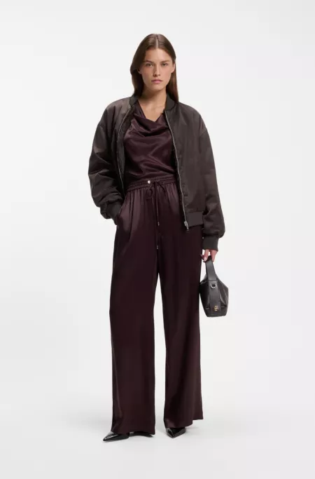 Reversible relaxed-fit bomber in satin and faux fur