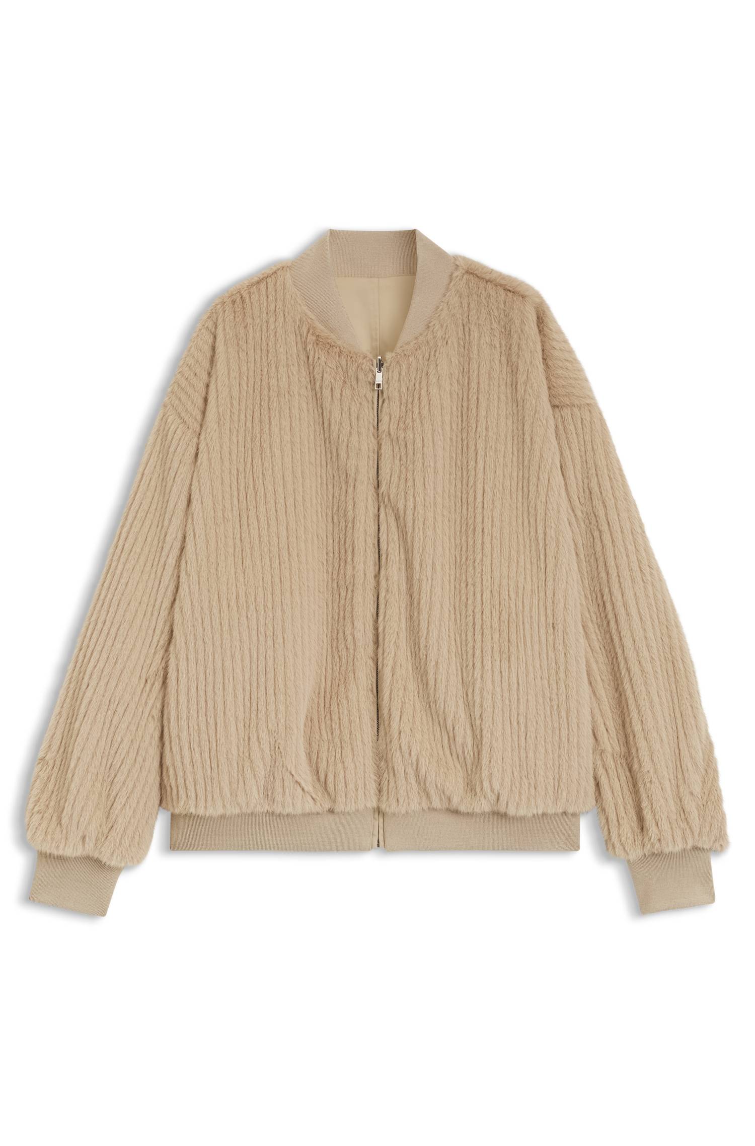 Boss Reversible relaxed-fit bomber in satin and faux fur jackor dam – bild 4