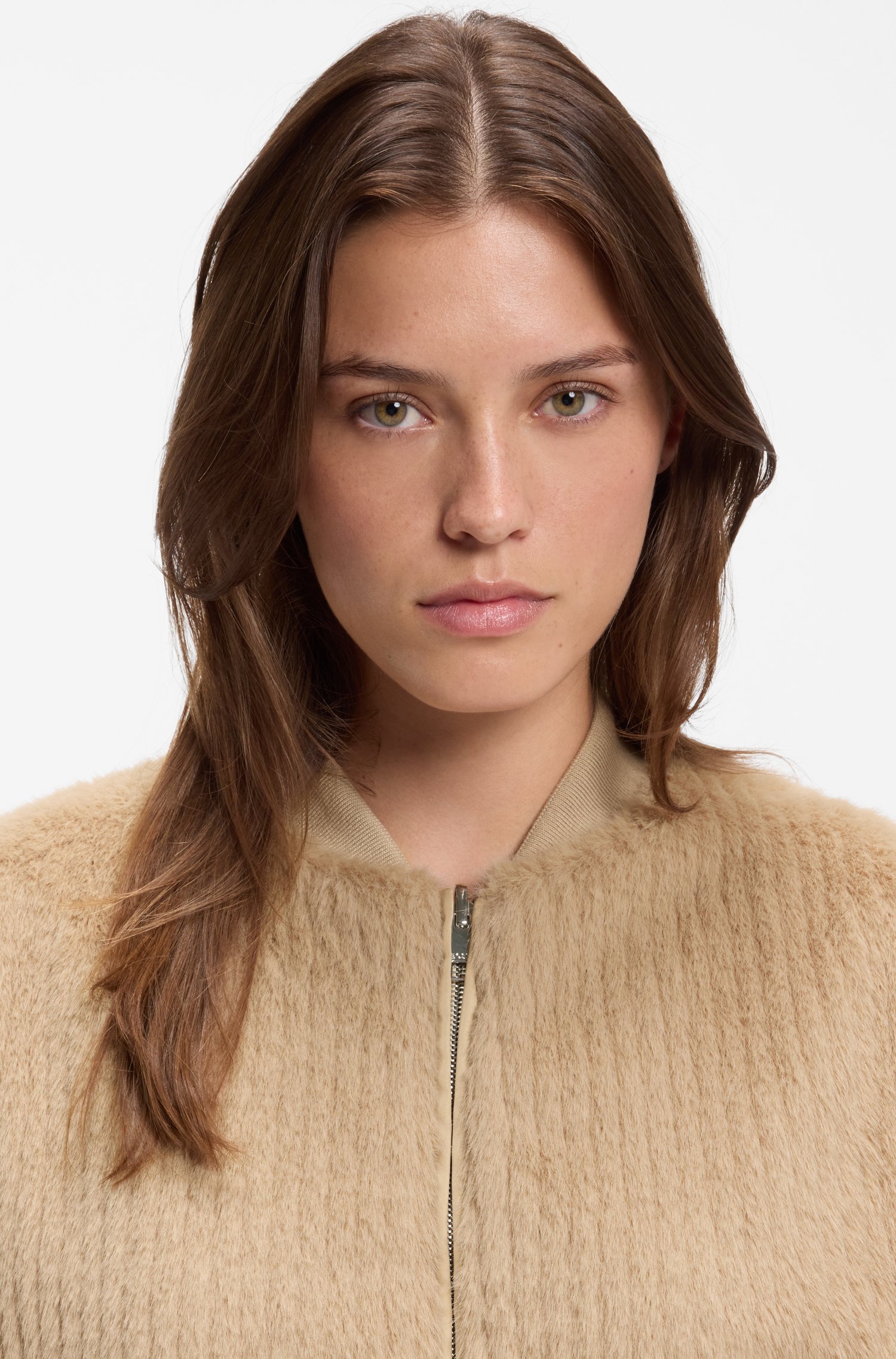 Boss Reversible relaxed-fit bomber in satin and faux fur jackor dam – bild 3