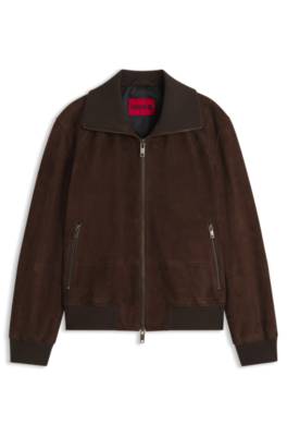 Hugo Suede jacket with stretch-cotton ribbing skinnjackor herr – bild 4