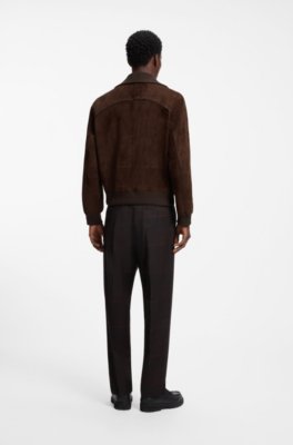 Hugo Suede jacket with stretch-cotton ribbing skinnjackor herr – bild 2