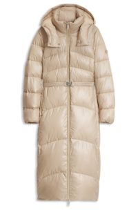 Longline parka jacket with detachable belt, Light Beige