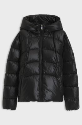 Water-repellent padded jacket with adjustable waist, Black