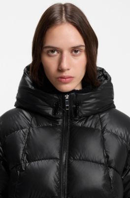 Water-repellent padded jacket with adjustable waist, Black