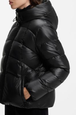 Water-repellent padded jacket with adjustable waist, Black