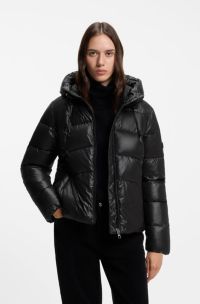 Water-repellent padded jacket with adjustable waist, Black