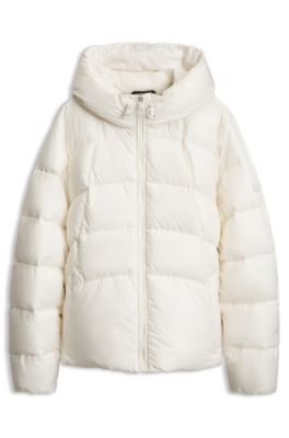 Water-repellent padded jacket with adjustable waist, Natural
