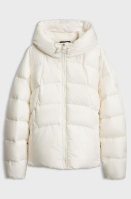 Water-repellent padded jacket with adjustable waist, Natural