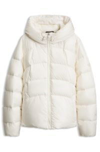 Water-repellent padded jacket with adjustable waist, Natural