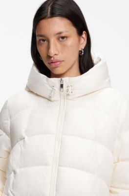 Water-repellent padded jacket with adjustable waist, Natural
