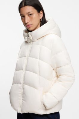 Water-repellent padded jacket with adjustable waist, Natural
