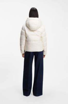 Water-repellent padded jacket with adjustable waist, Natural
