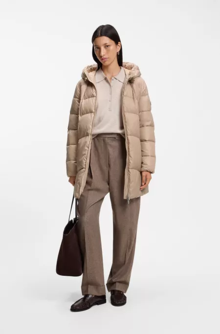 Knee-length hooded jacket with removable belt