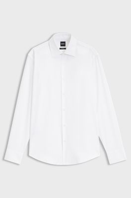 Regular-fit shirt in easy-iron cotton twill, White