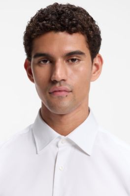 Regular-fit shirt in easy-iron cotton twill, White