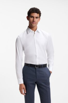 Regular-fit shirt in easy-iron cotton twill, White