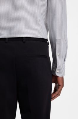 Slim-fit shirt in striped cotton-blend jersey, Blue stripes