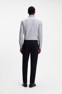 Slim-fit shirt in striped cotton-blend jersey, Blue stripes