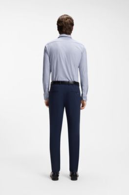 Slim-fit shirt in striped cotton-blend jersey, Blue stripes