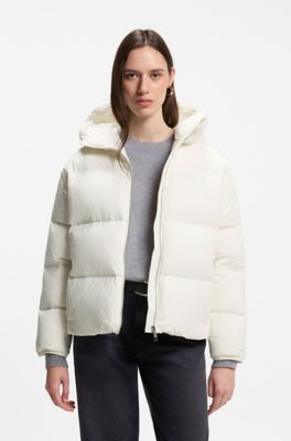 Short down-filled jacket with batwing sleeves, Natural