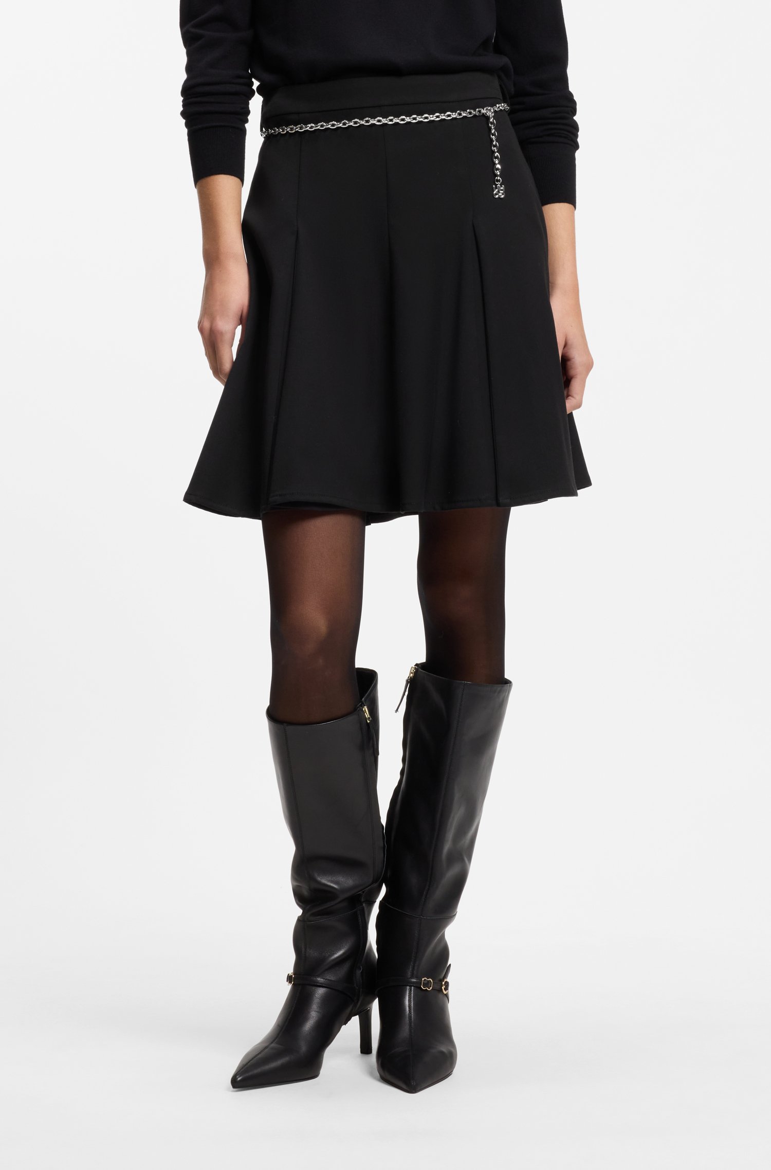 Hugo Stretch A-line skirt with godet details kjolar dam