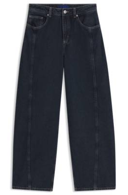 Barrel-fit jeans in rigid indigo denim 4