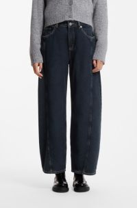 Barrel-fit jeans in rigid indigo denim, Dark Blue